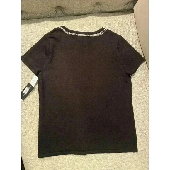 NWT JONES NEW YORK COLLECTION SZ L Rayon/Nylon Pretty Black Pullover Sweater - Picture 5 of 7